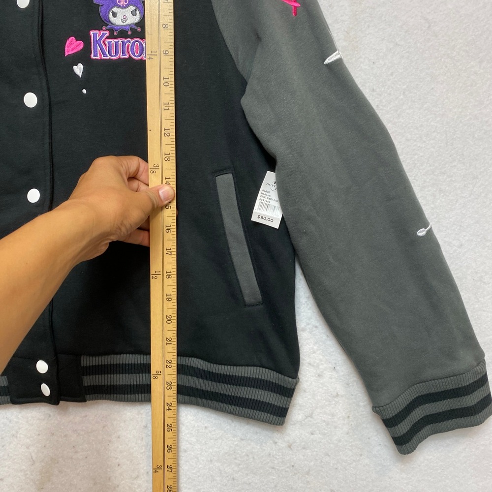 Sanrio Bomber Jacket Womens M Black Kuromi Bomber Jacket MD Varsity - Picture 3 of 9